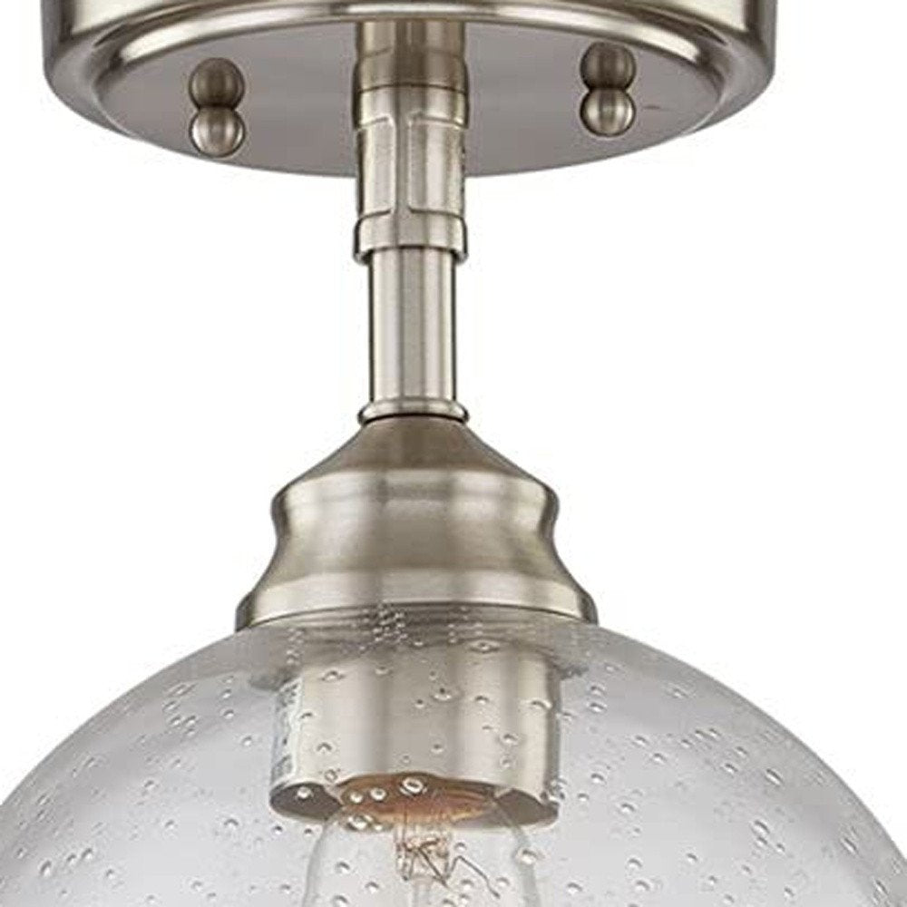 Nickel Shaded Metal Dimmable Flush Chandelier With Clear Shades
