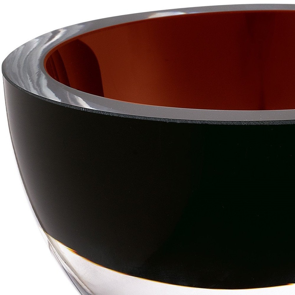 Cropped view of 6" Brown Mouth Blown Crystal Thick Walled Bowl focusing on the brown crystal surface.