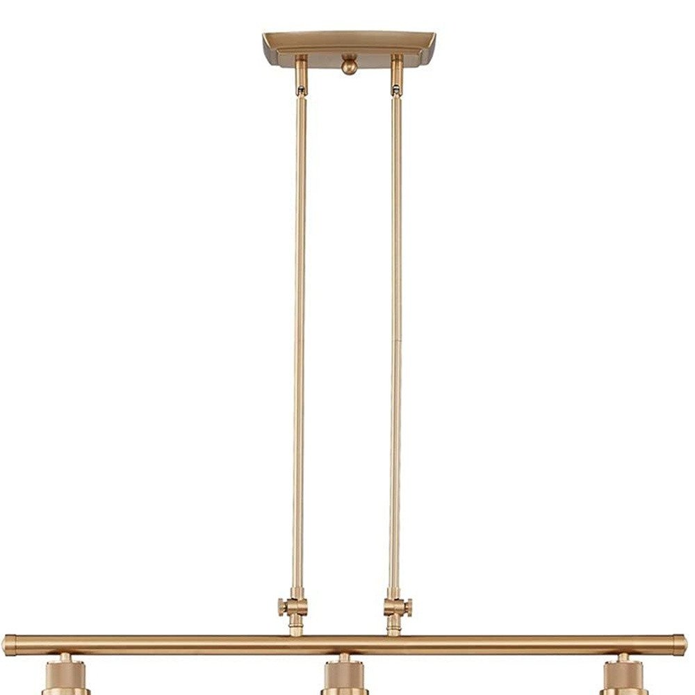 Gold Kitchen Island Three Light Metal and Seeded Glass Dimmable Chandelier With Clear Shades