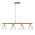 Gold Kitchen Island Four Light Metal and Seeded Glass Dimmable Chandelier With Clear Shades
