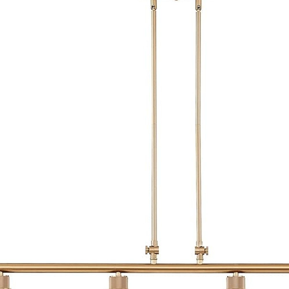 Gold Kitchen Island Four Light Metal and Seeded Glass Dimmable Chandelier With Clear Shades