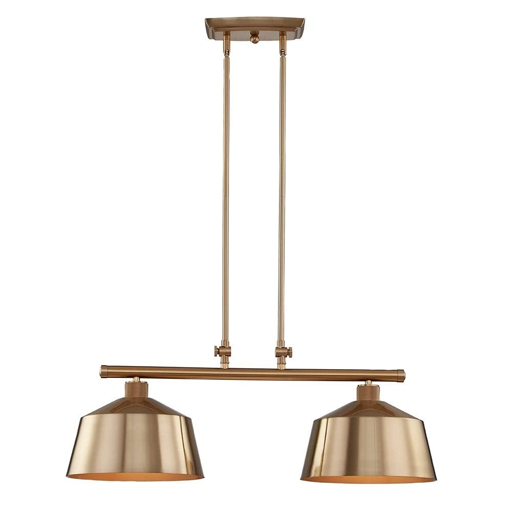Gold Kitchen Island Two Light Metal Dimmable Chandelier With Gold Shades