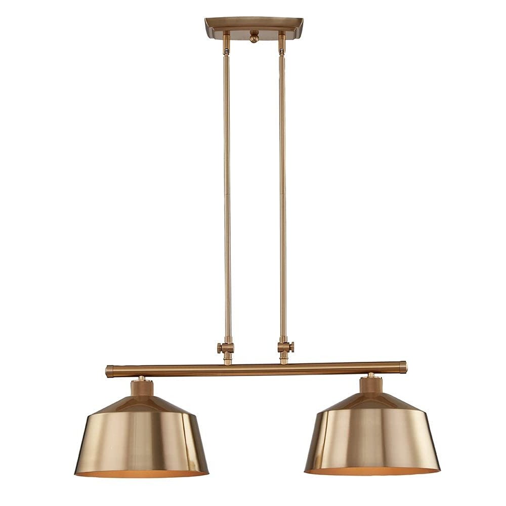 Gold Kitchen Island Two Light Metal Dimmable Chandelier With Gold Shades