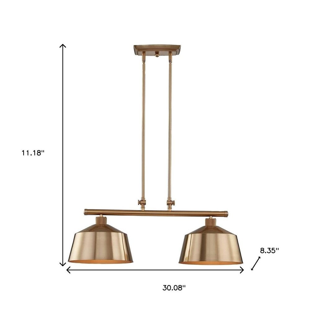 Gold Kitchen Island Two Light Metal Dimmable Chandelier With Gold Shades