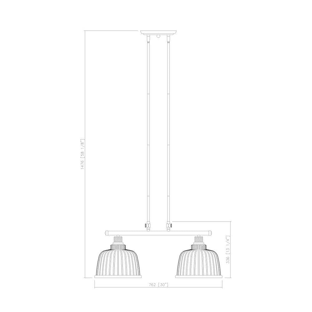 Nickel Kitchen Island Two Light Metal and Transparent Glass Dimmable Chandelier With Clear Shades