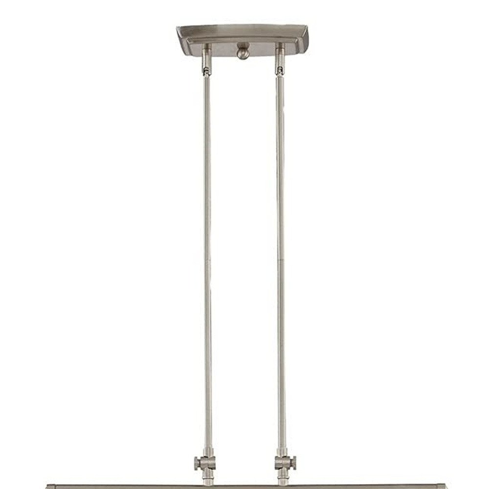 Nickel Kitchen Island Two Light Metal and Transparent Glass Dimmable Chandelier With Clear Shades