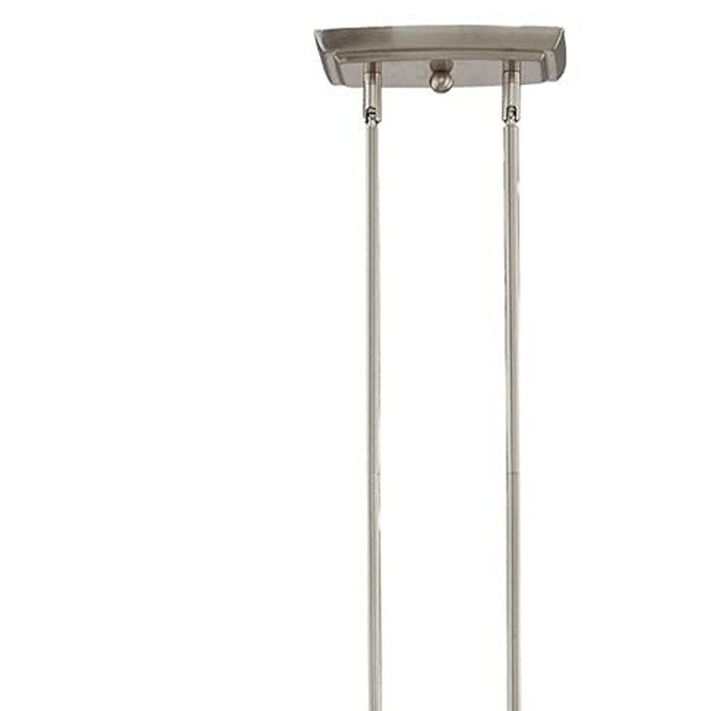 Nickel Kitchen Island Two Light Metal and Transparent Glass Dimmable Chandelier With Clear Shades