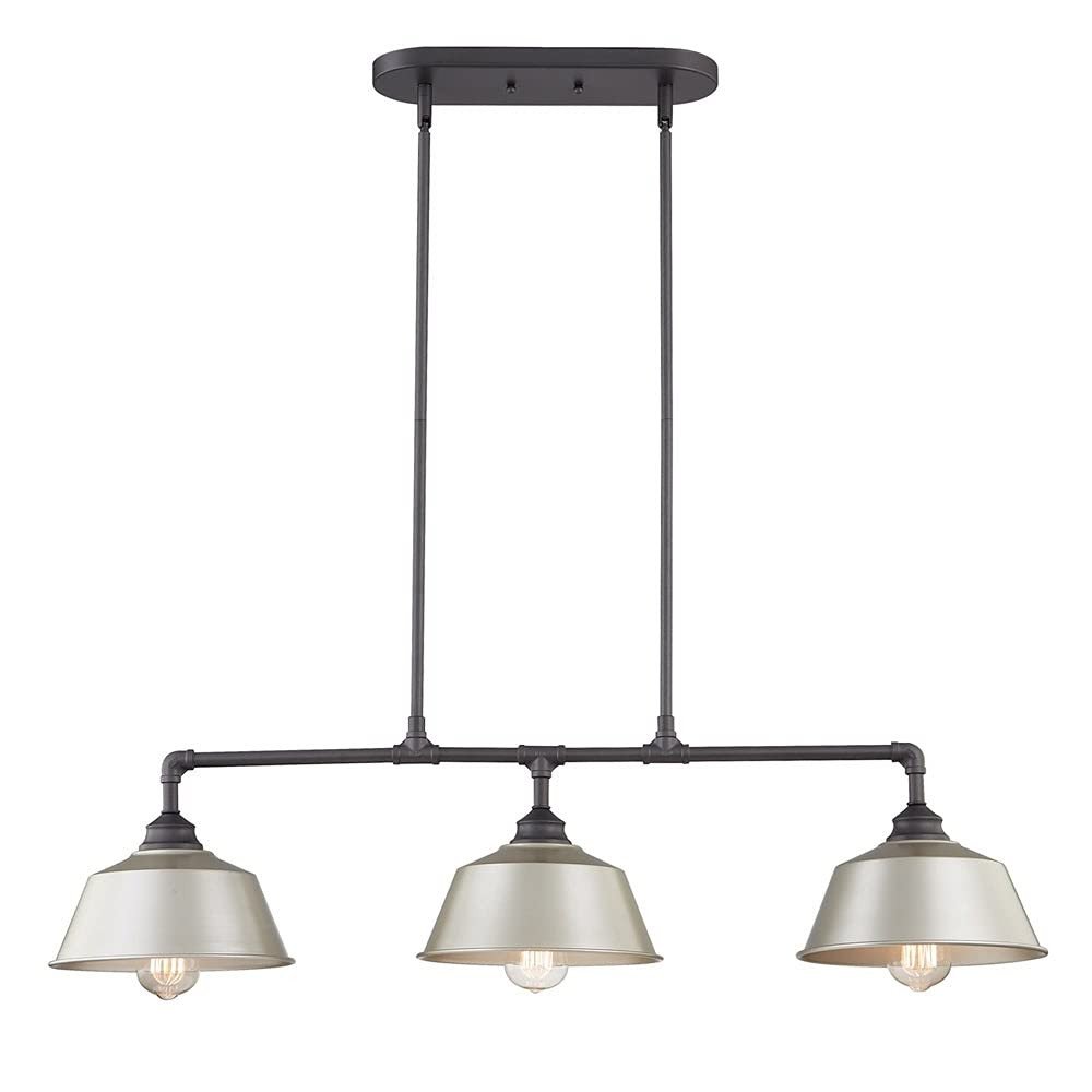 Gray Kitchen Island Three Light Metal Dimmable Chandelier With Gray Shades