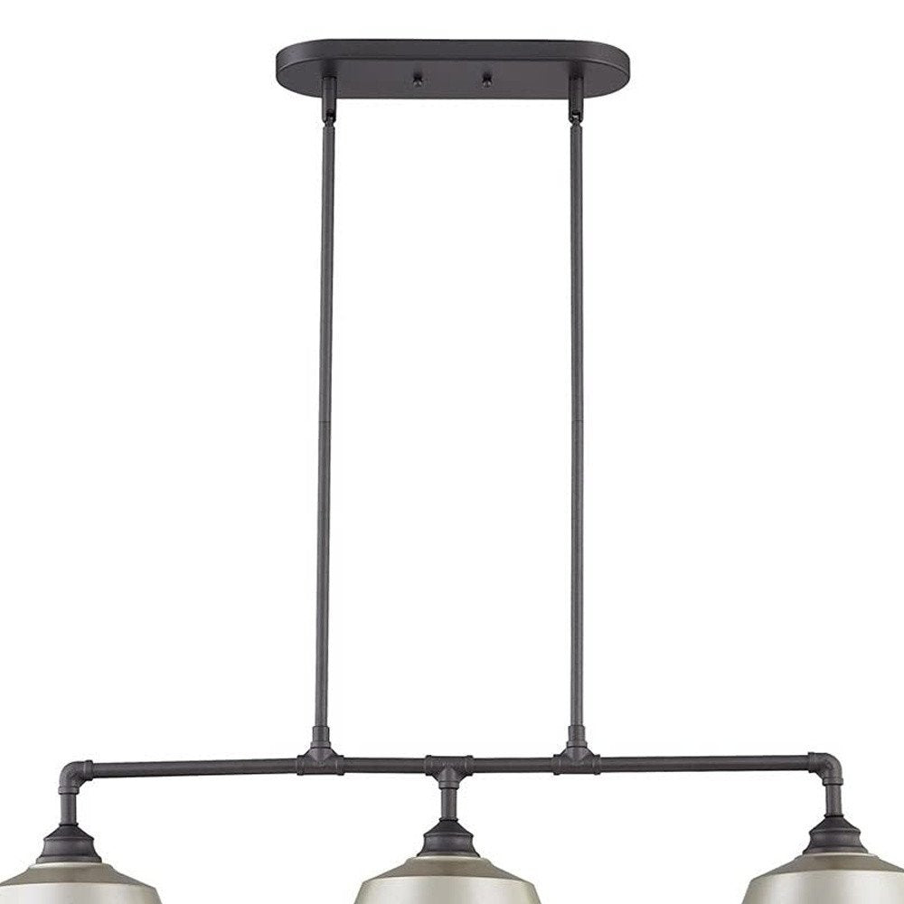 Gray Kitchen Island Three Light Metal Dimmable Chandelier With Gray Shades
