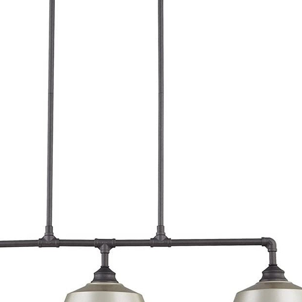 Gray Kitchen Island Three Light Metal Dimmable Chandelier With Gray Shades