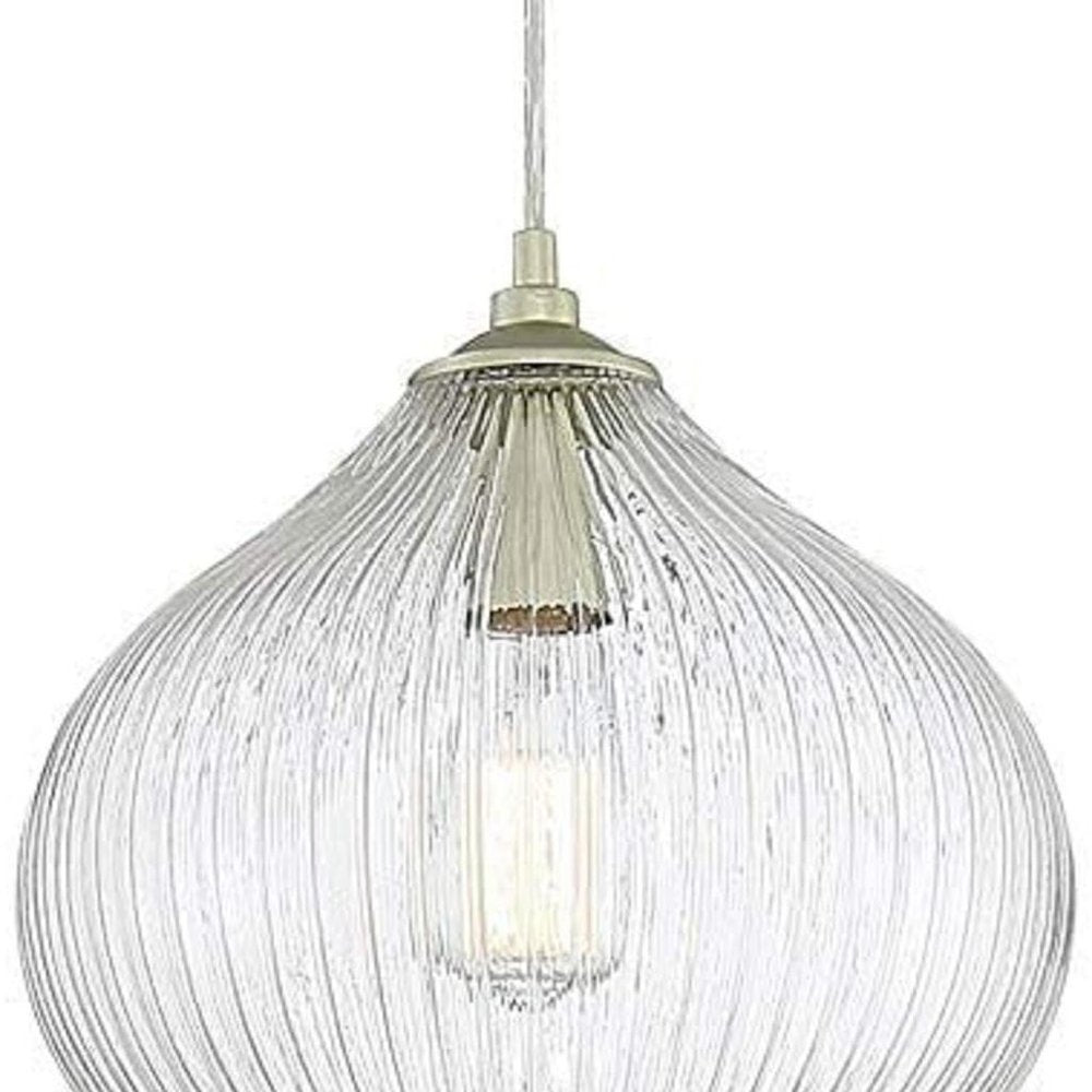 Silver Kitchen Island Metal Dimmable Chandelier With Clear Shades on a white background
