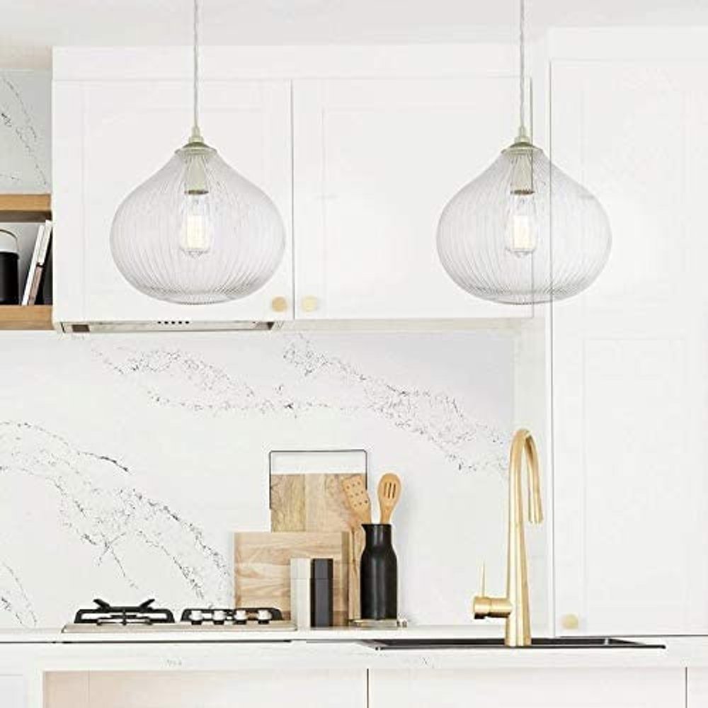 Silver Kitchen Island Metal Dimmable Chandelier With Clear Shades