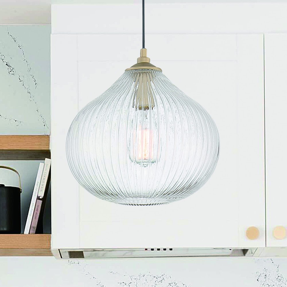 Clear Kitchen Island Metal Dimmable Chandelier With Clear Shades on a white background