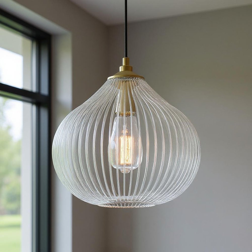 Clear Kitchen Island Metal Dimmable Chandelier With Clear Shades in a home interior
