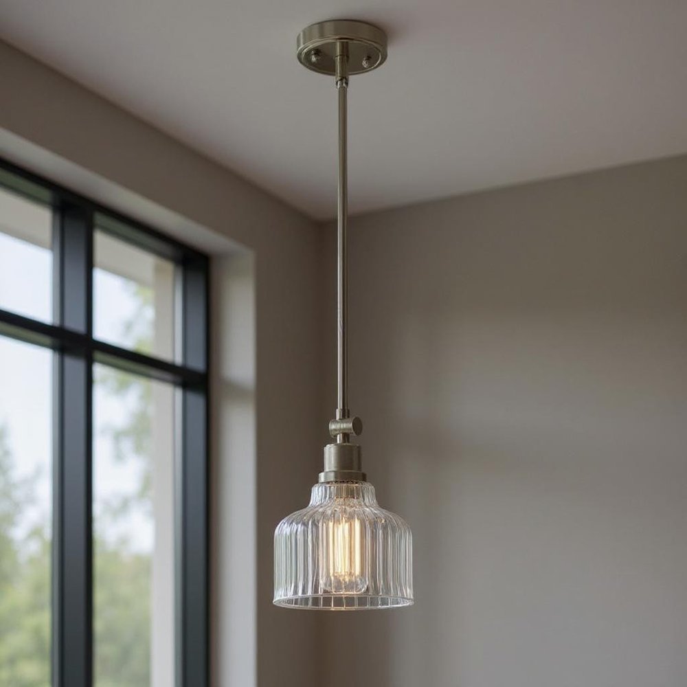 Nickel Kitchen Island Metal Dimmable Chandelier With Clear Shades