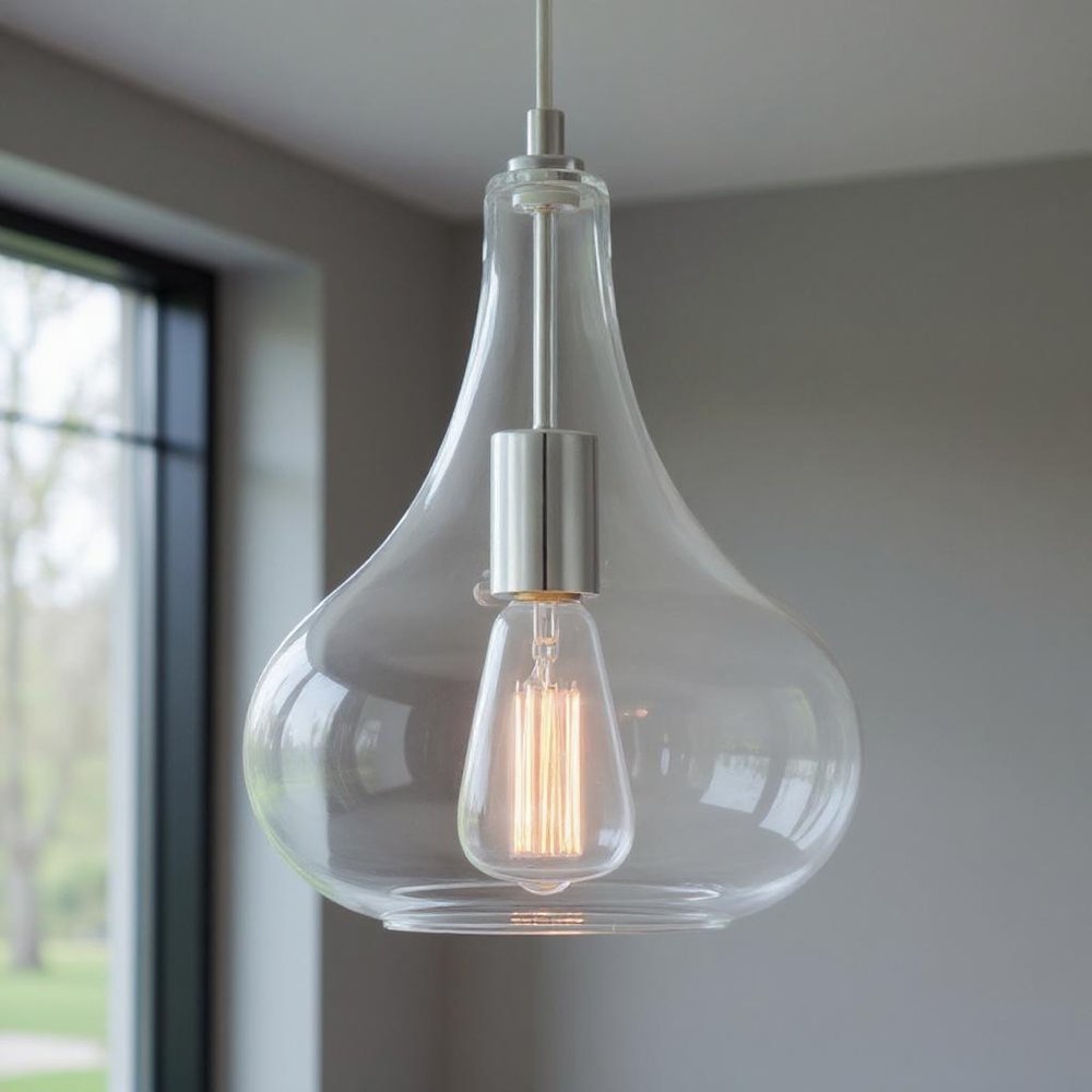 Silver Candle Style Metal Dimmable Chandelier With Clear Shades