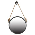 Black and Silver Round Accent Metal Mirror on a white background