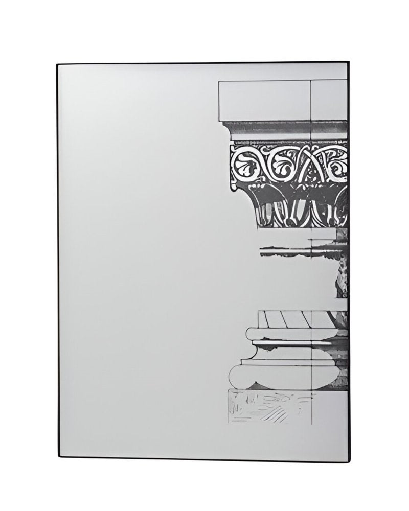 Set of Six Decorative Antiqued Glass Black Metal Framed Mirror Set on a white background