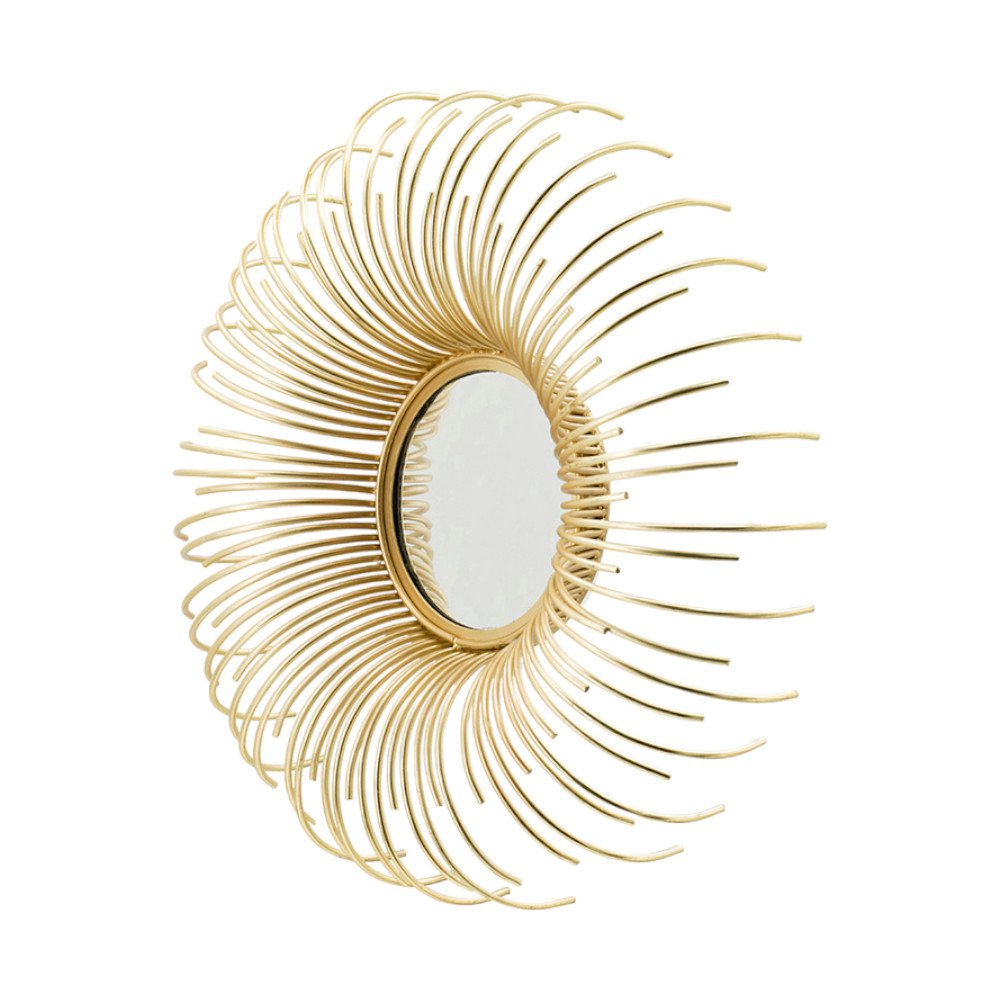Set of Five Gold Sunburst Metal Framed Mirror Set on a white background