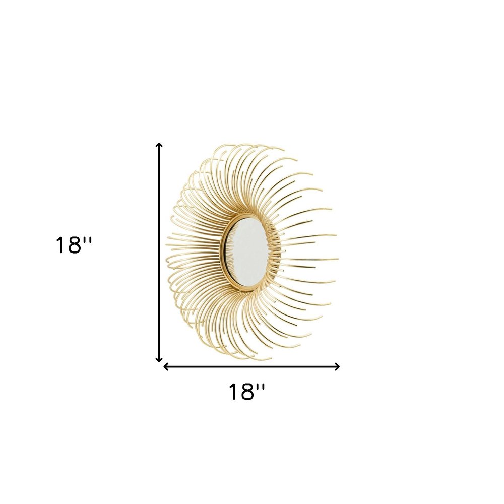 Set of Five Gold Sunburst Metal Framed Mirror Set on a white background