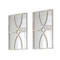 Set of Two White Wood Framed Accent Mirror on a white background