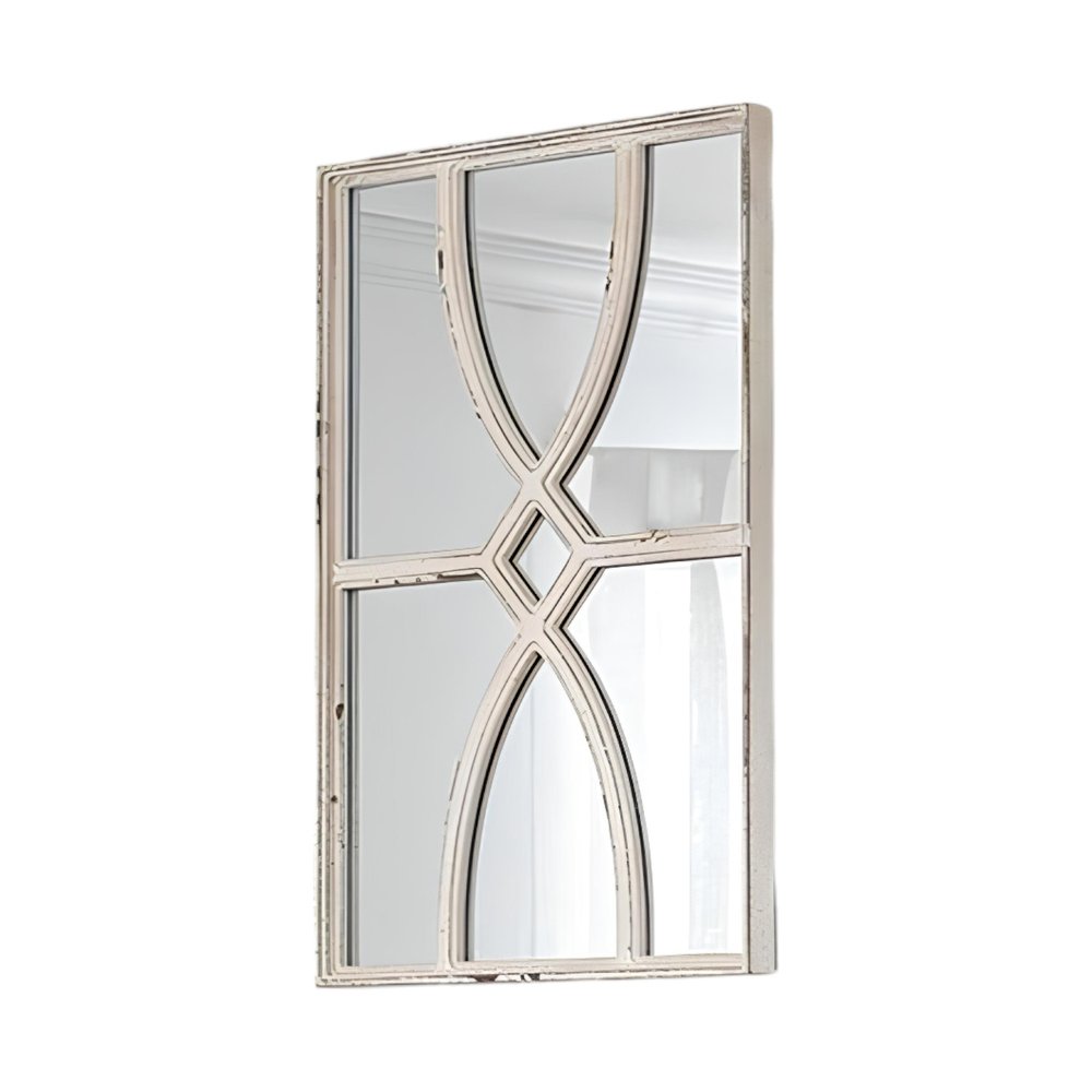 Set of Two White Wood Framed Accent Mirror on a white background