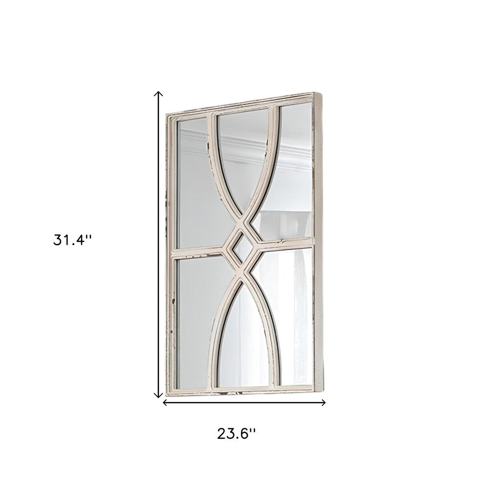 Set of Two White Wood Framed Accent Mirror on a white background