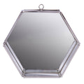 8" Silver Hexagon Steel Framed Accent Mirror on a white background