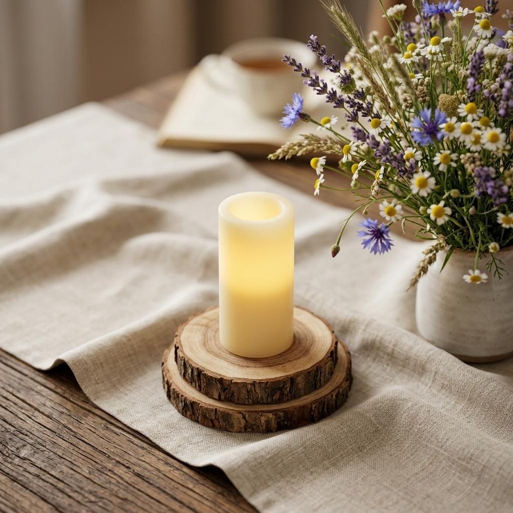 6" Ivory Flameless Pillar Candle