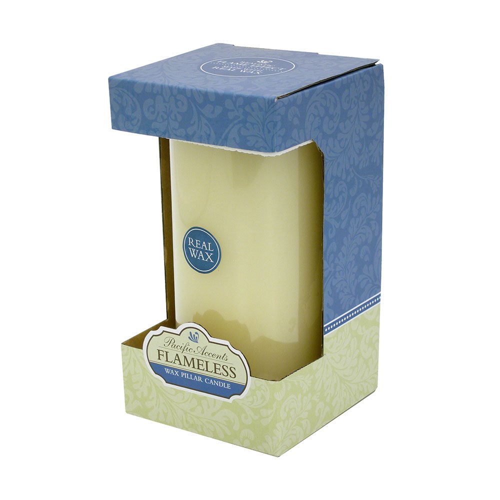 8" Ivory Flameless Pillar Candle - 8" H x 4" W x 4" D