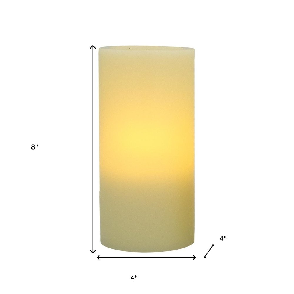 8" Ivory Flameless Pillar Candle - 8" H x 4" W x 4" D