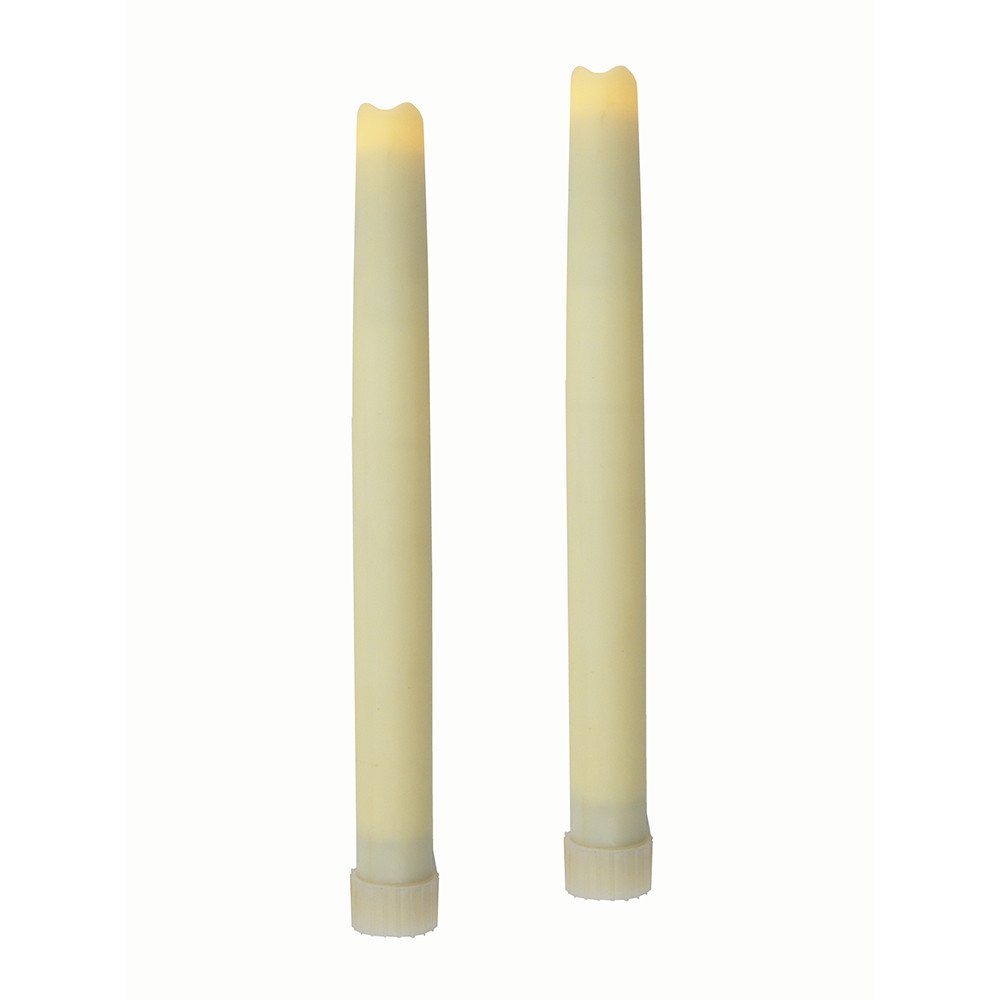 Set of Two Ivory Flameless Taper Candle on a white background