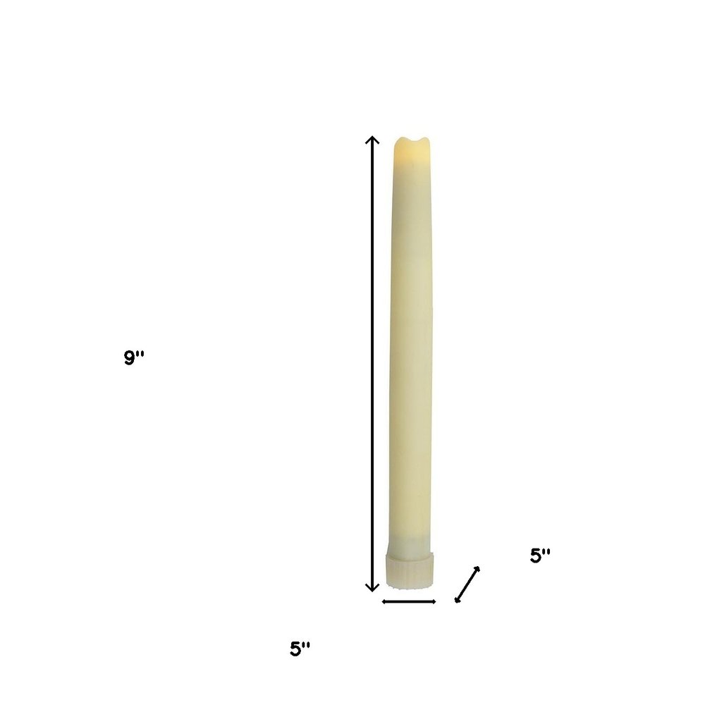 Set of Two Ivory Flameless Taper Candle on a white background