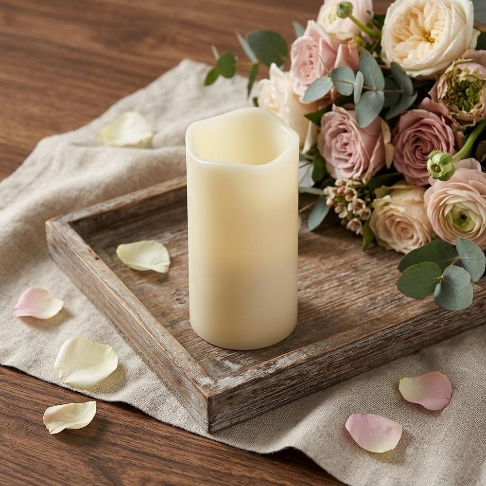 6" Ivory Flameless Pillar Candle
