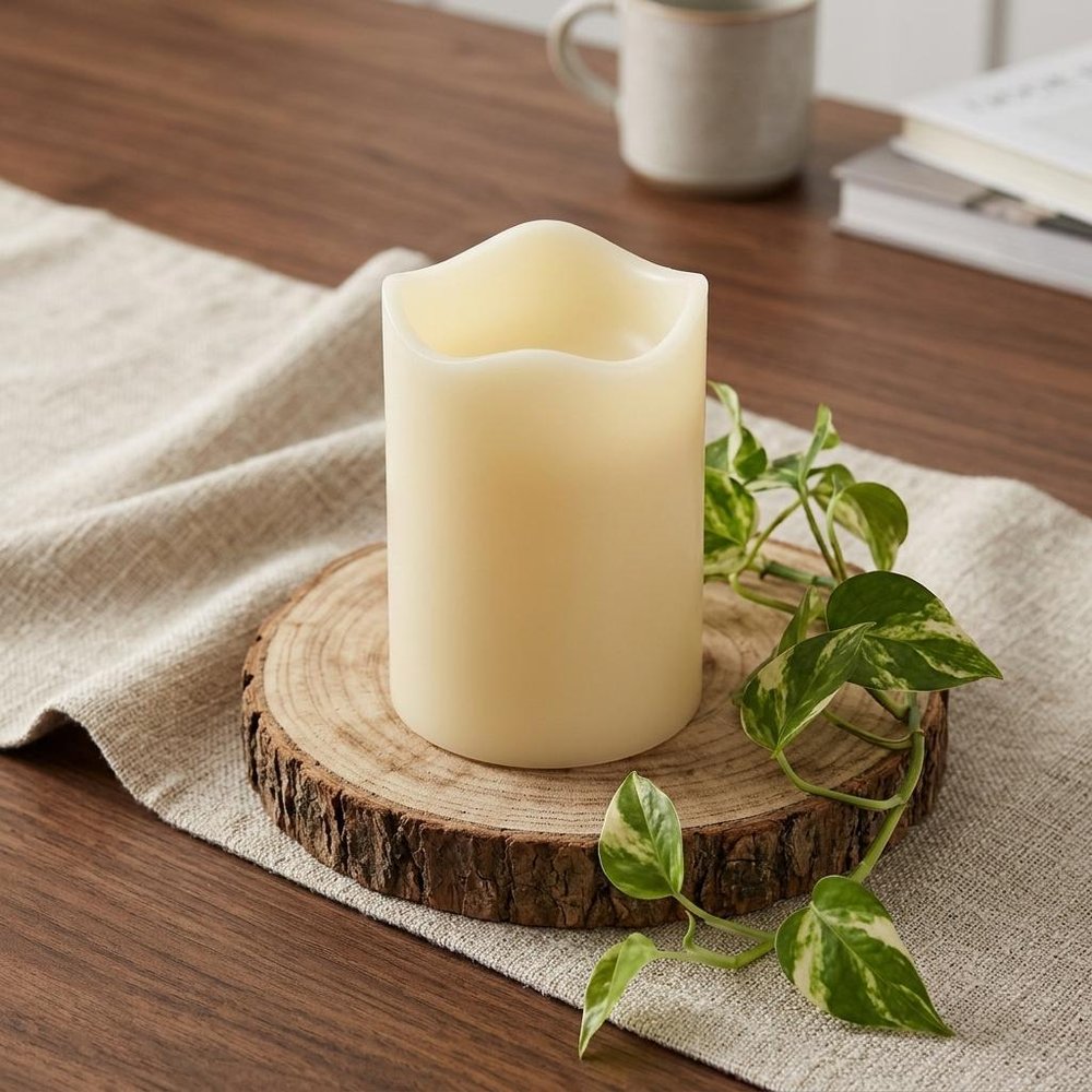 5" Ivory Flameless Pillar Candle