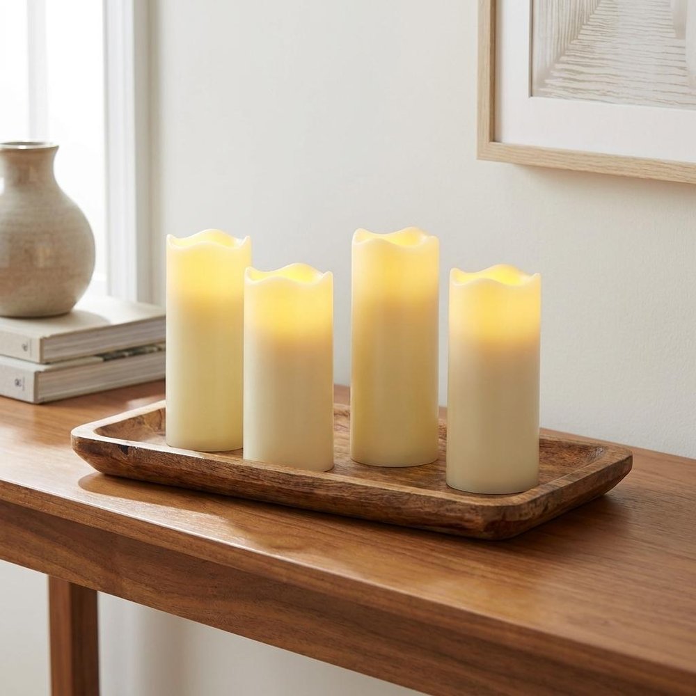 Set of Four Ivory Flameless Votive Candle