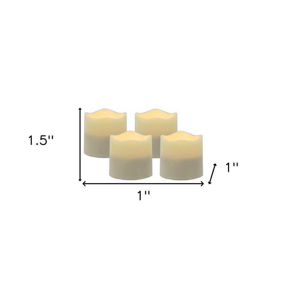 Set of Four Ivory Flameless Tealight Candle on a white background