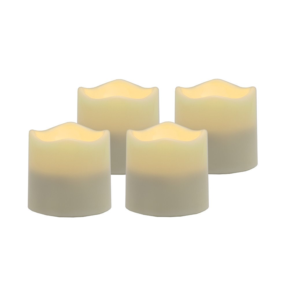 Set of Four Ivory Flameless Tealight Candle on a white background