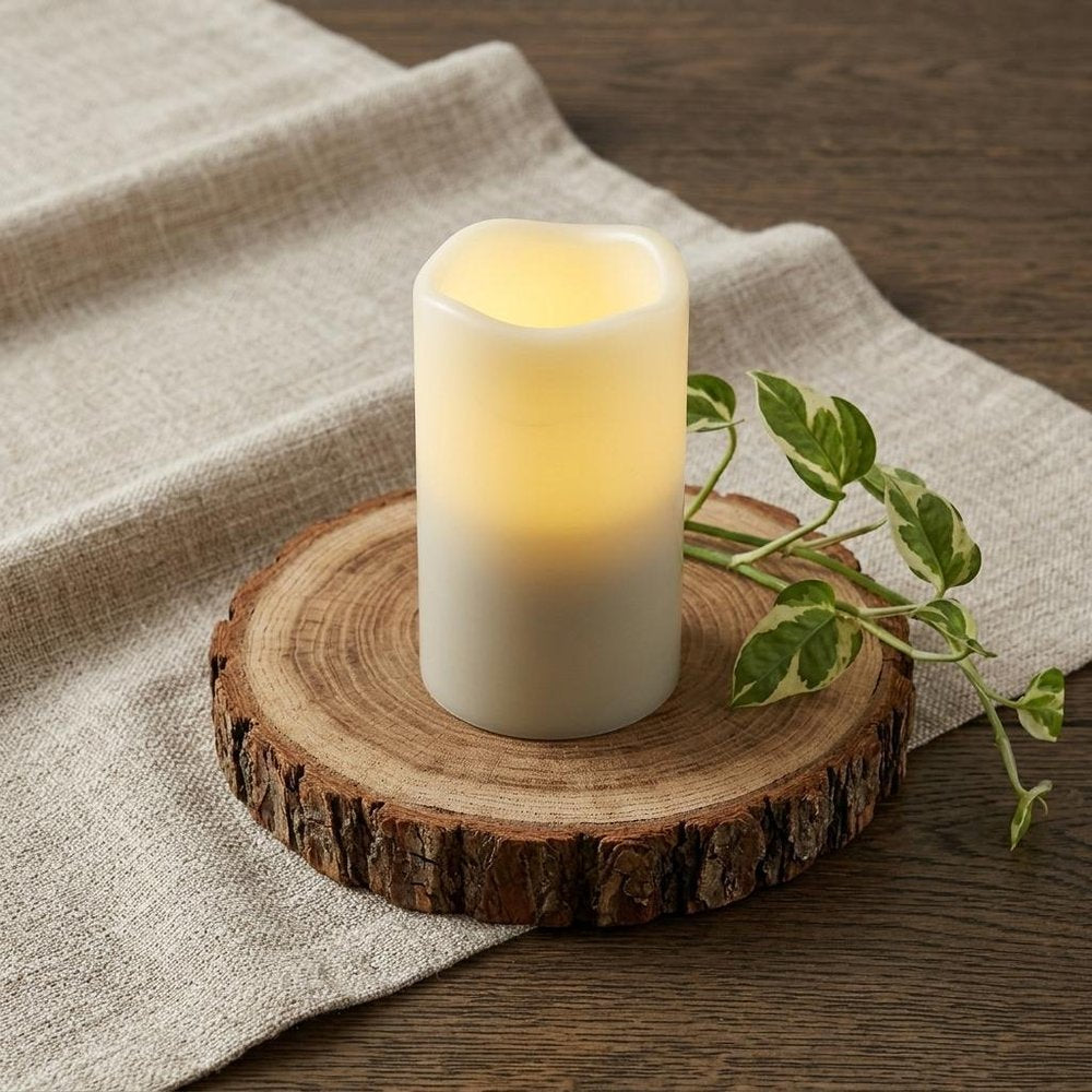 5" Ivory Flameless Indoor Outdoor Pillar Candle