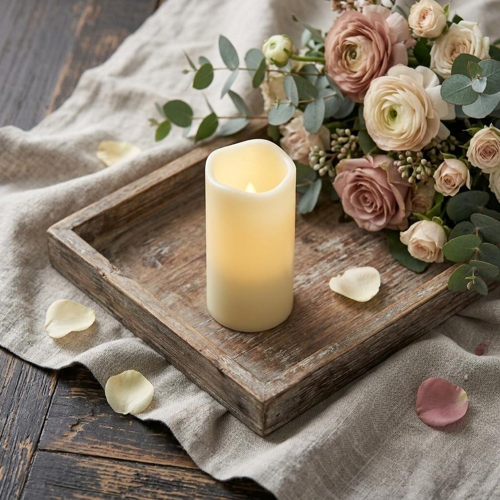 6" Ivory Flameless Indoor Outdoor Pillar Candle