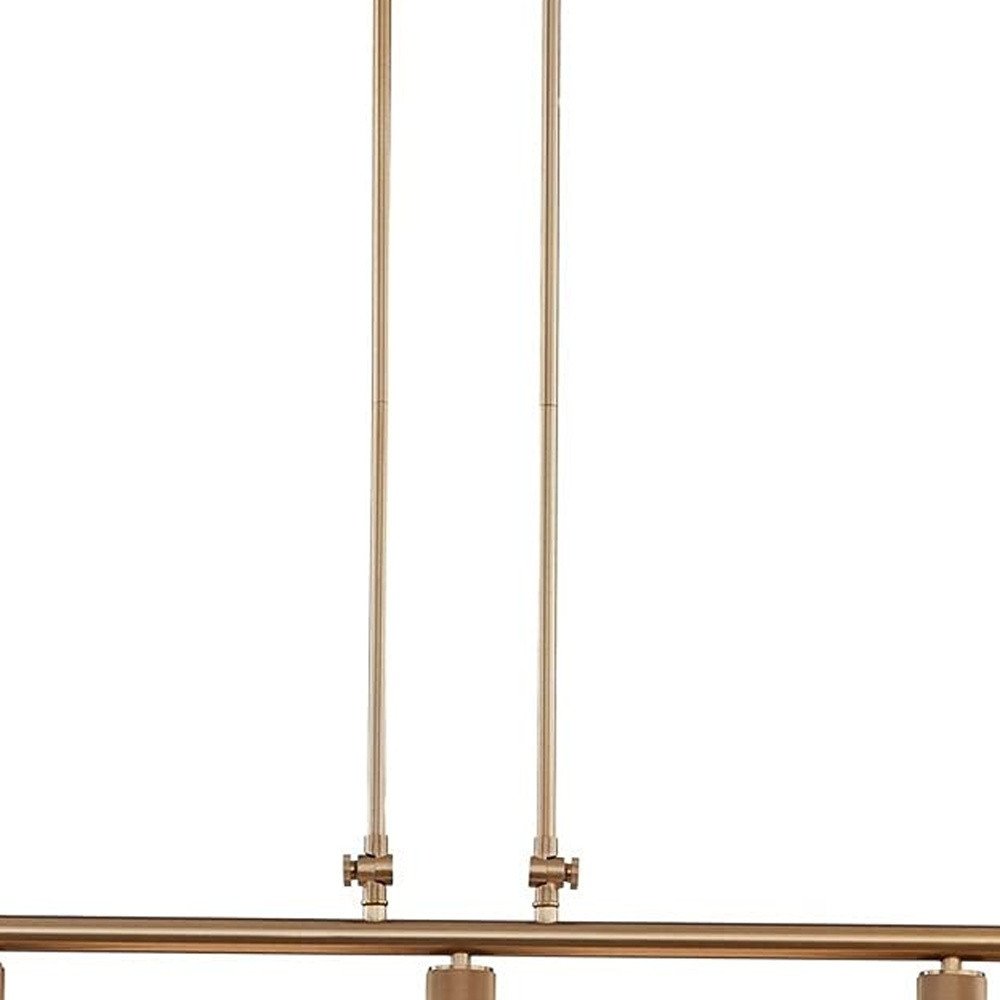 Gold Kitchen Island Three Light Metal Dimmable Chandelier With Gold Shades