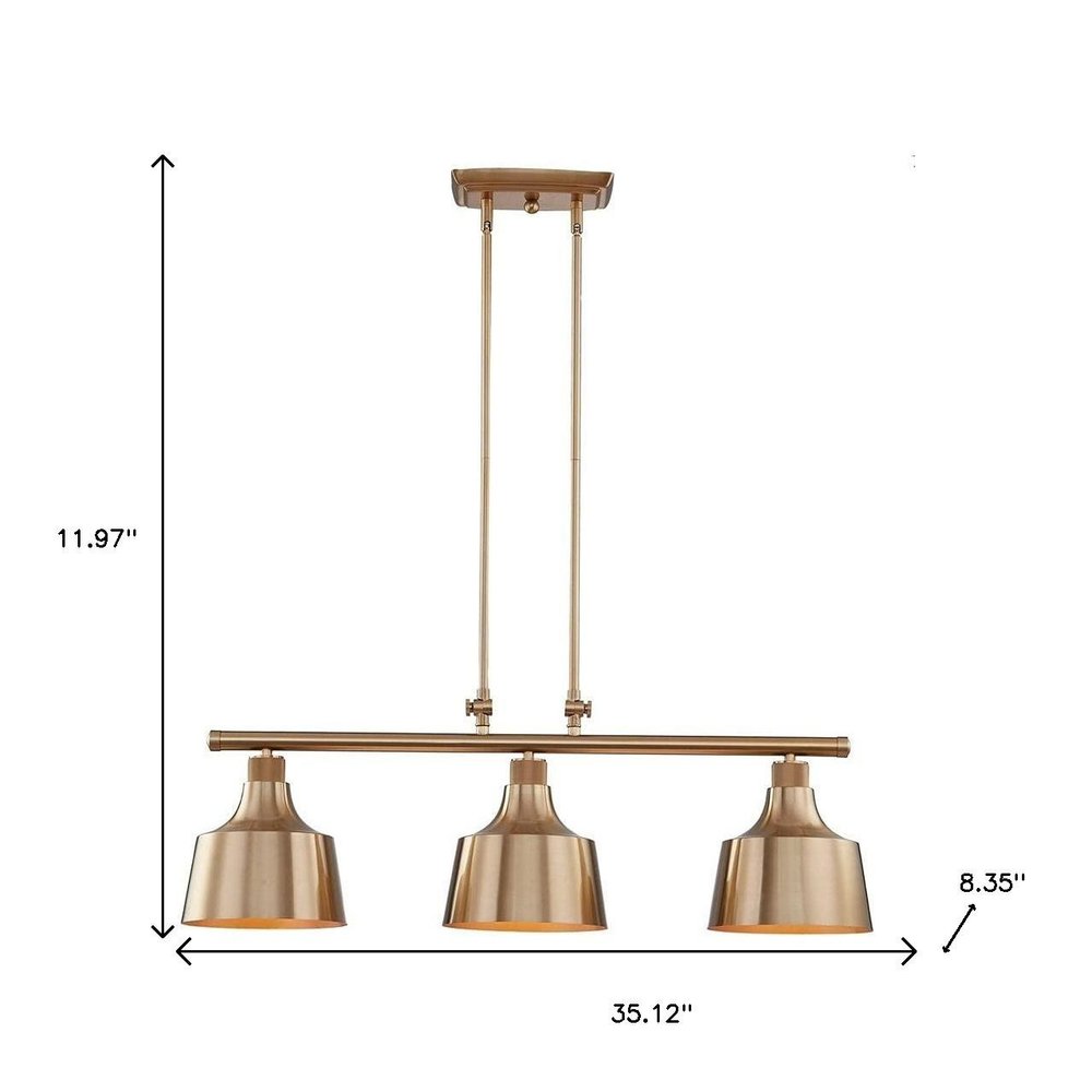 Gold Kitchen Island Three Light Metal Dimmable Chandelier With Gold Shades