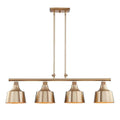 Gold Kitchen Island Four Light Metal Dimmable Chandelier With Gold Shades