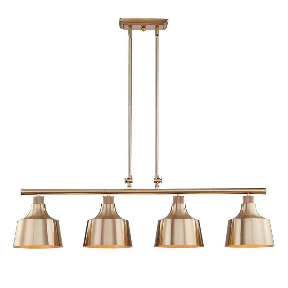 Gold Kitchen Island Four Light Metal Dimmable Chandelier With Gold Shades