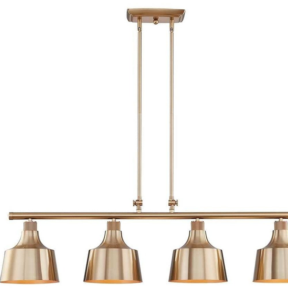 Gold Kitchen Island Four Light Metal Dimmable Chandelier With Gold Shades