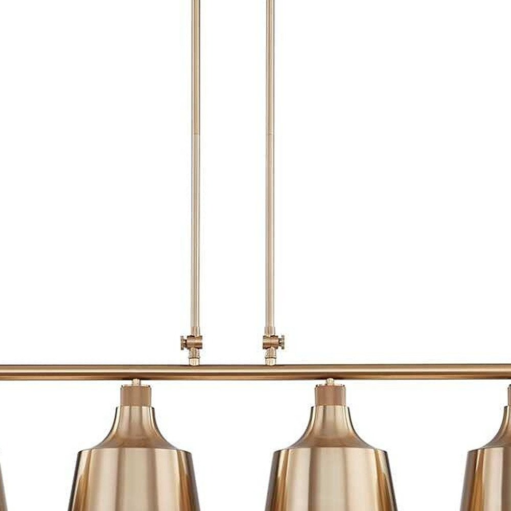 Gold Kitchen Island Four Light Metal Dimmable Chandelier With Gold Shades