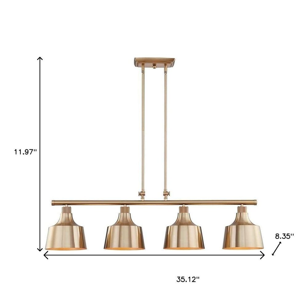 Gold Kitchen Island Four Light Metal Dimmable Chandelier With Gold Shades