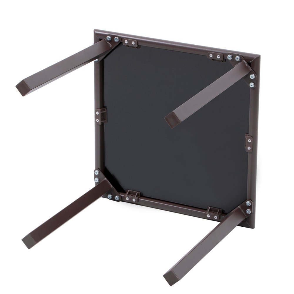 18" Black Square Glass Outdoor Side Table. Outdoor table isolated on a plain white background, in a black glass finish.