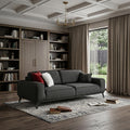 90" Dark Gray Linen Sleeper Sofa And Toss Pillows With Silver Legs