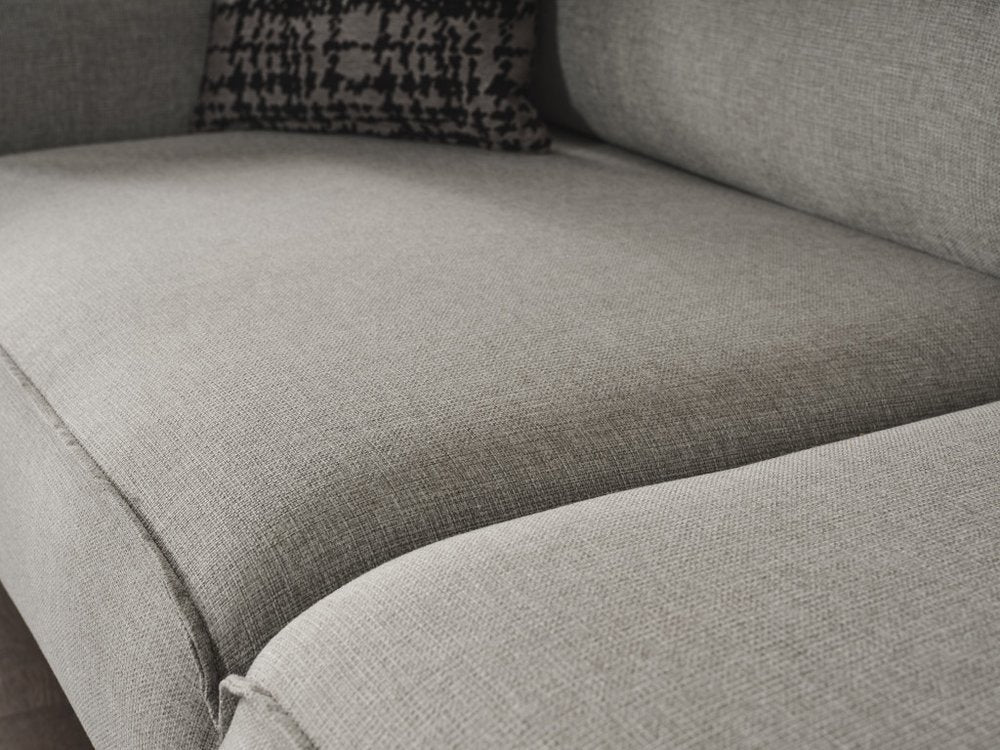 90" Light Gray Linen Sleeper Sofa With Toss Pillows close-up detail